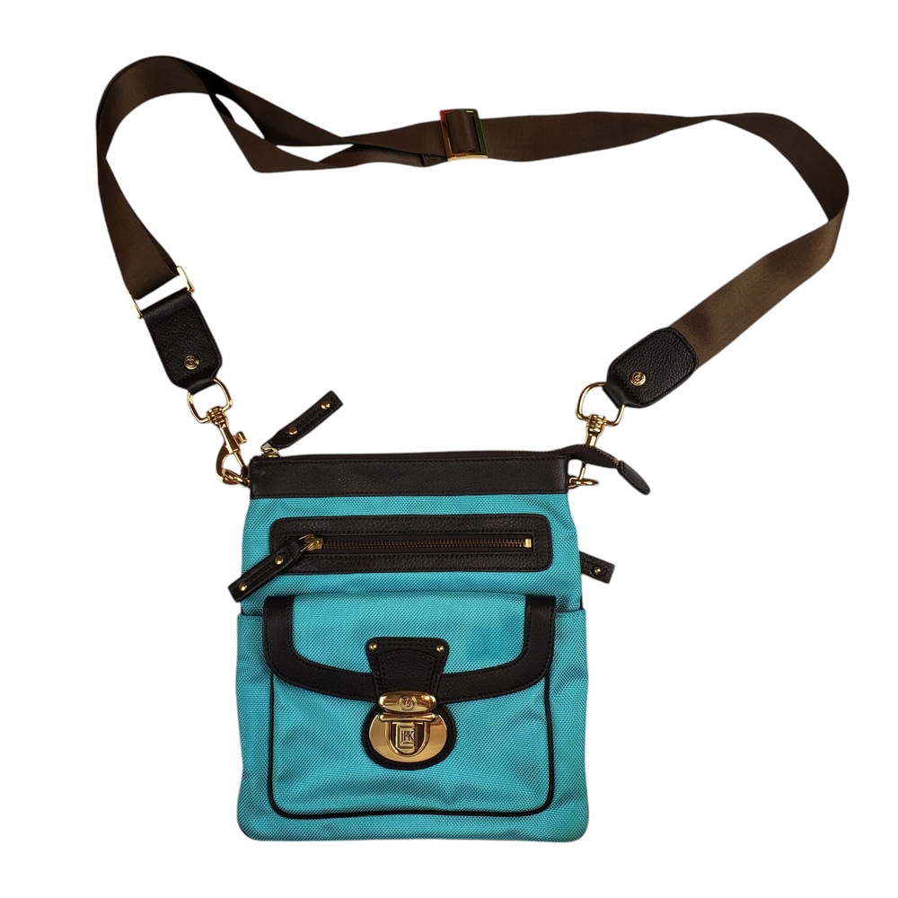 JPK Paris 75 Teal and Brown Crossbody Bag